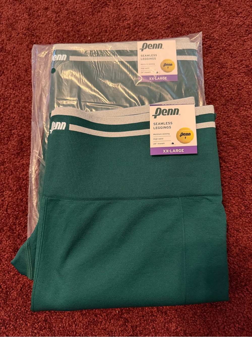 Penn Seamless Leggings - Green with White Trim - XXLarge